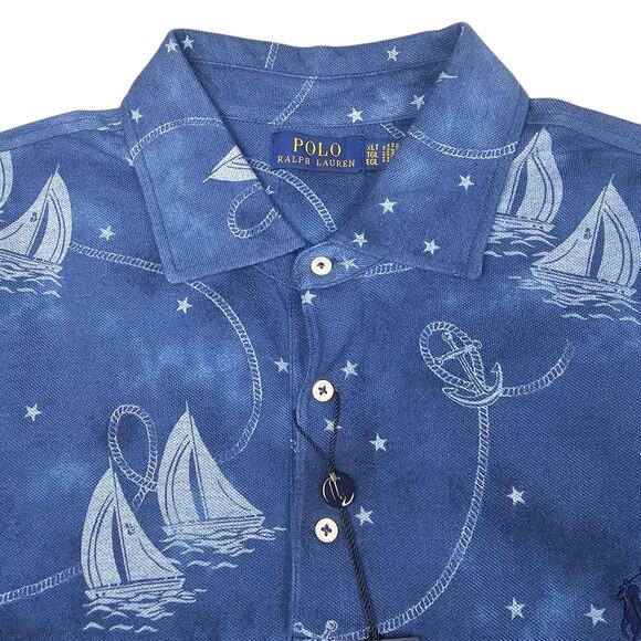 NWT Polo Ralph Lauren Polo Shirt Mens XLT Blue Nautical Sailboat Casual Coastal - Picture 4 of 14